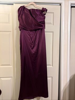One-Shoulder Plum Evening Gown